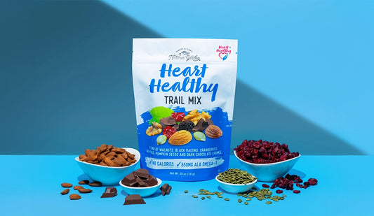 Nature's Garden Heart Healthy Trail Mix – heart healthy snacks with omega-3 nuts, cranberries, and dark chocolate for a balanced, tasty treat