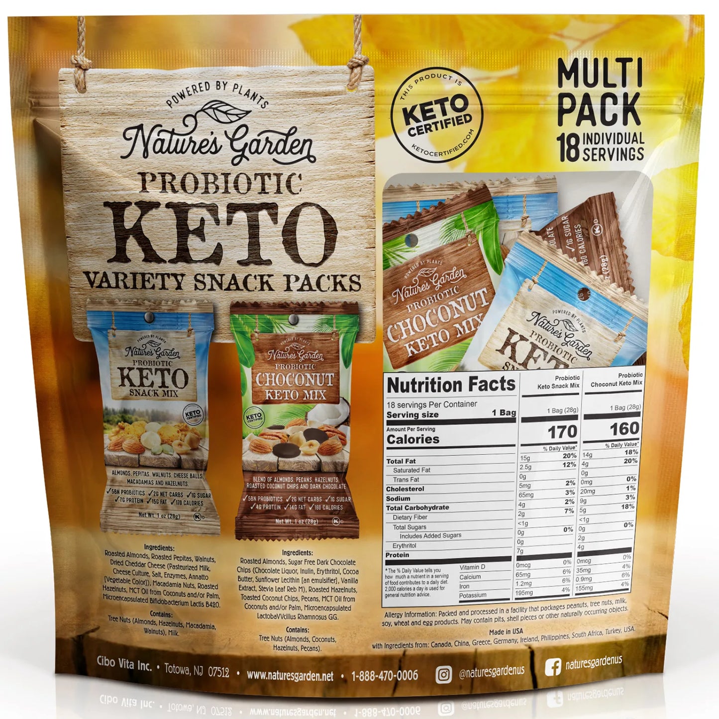 Nature's Garden Probiotic Keto Variety Snack Packs